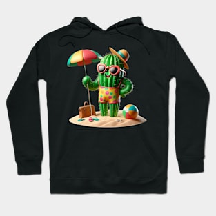 Vacation-Ready Cactus – Tropical Getaway Sticker Hoodie